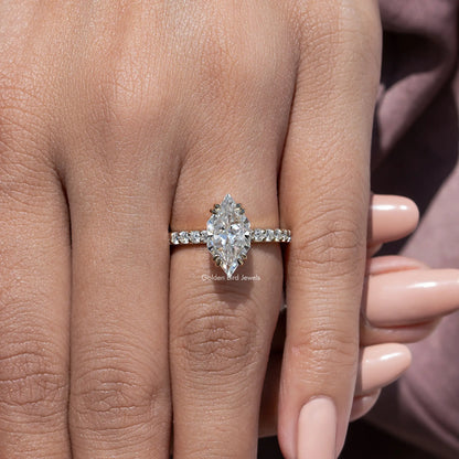 Dutch Marquise Cut Solitaire Accent Moissanite Ring