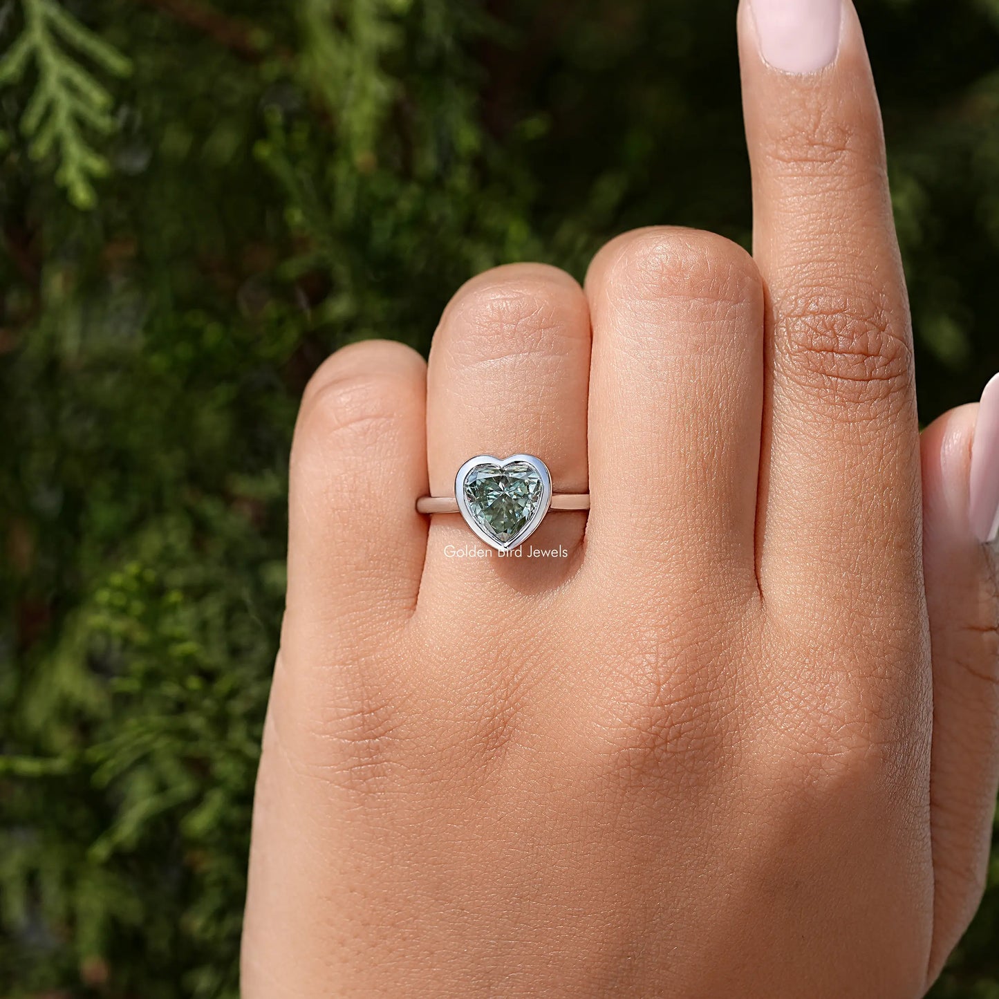 Heart Shape Moissanite Diamond Bezel Promise Ring