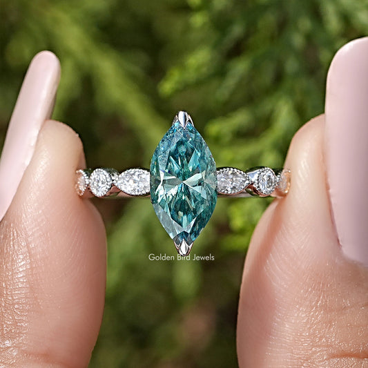 Marquise Cut Moissanite Gemstone Wedding Ring