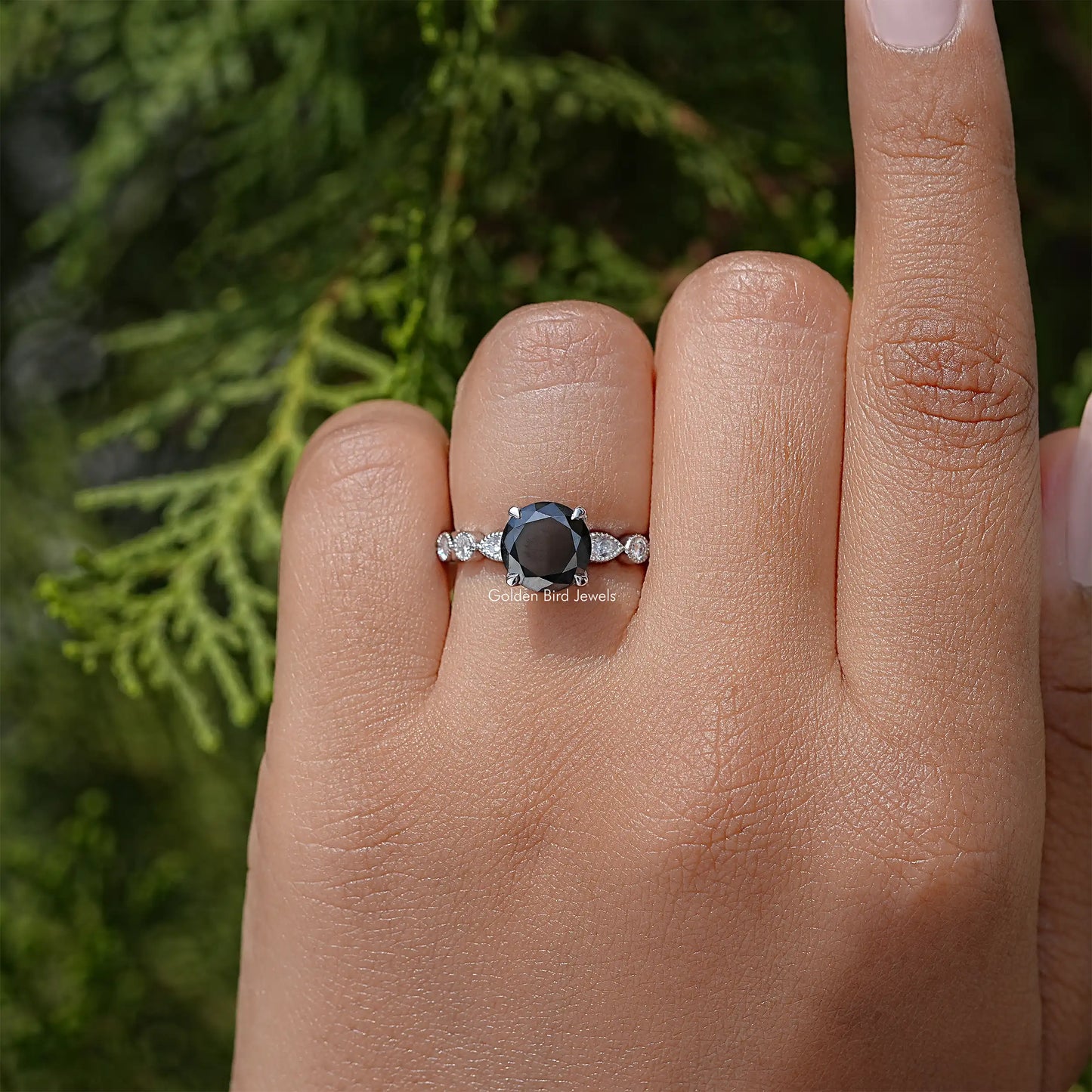 Round Cut Moissanite Gemstone Engagement Ring