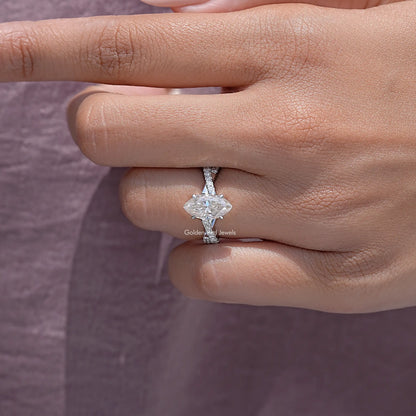 Marquise Moissanite Twisted Accent Wedding Ring
