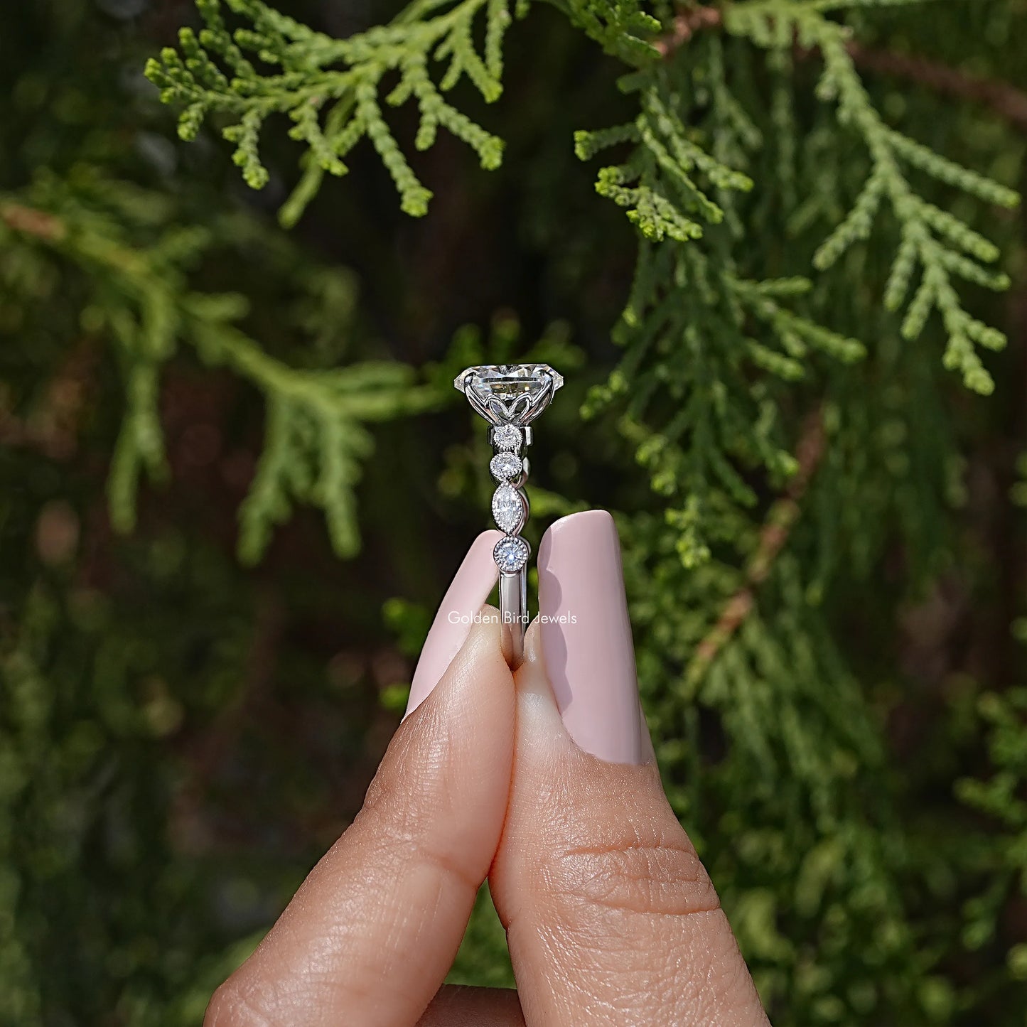 Oval Cut Moissanite Gemstone Engagement Ring