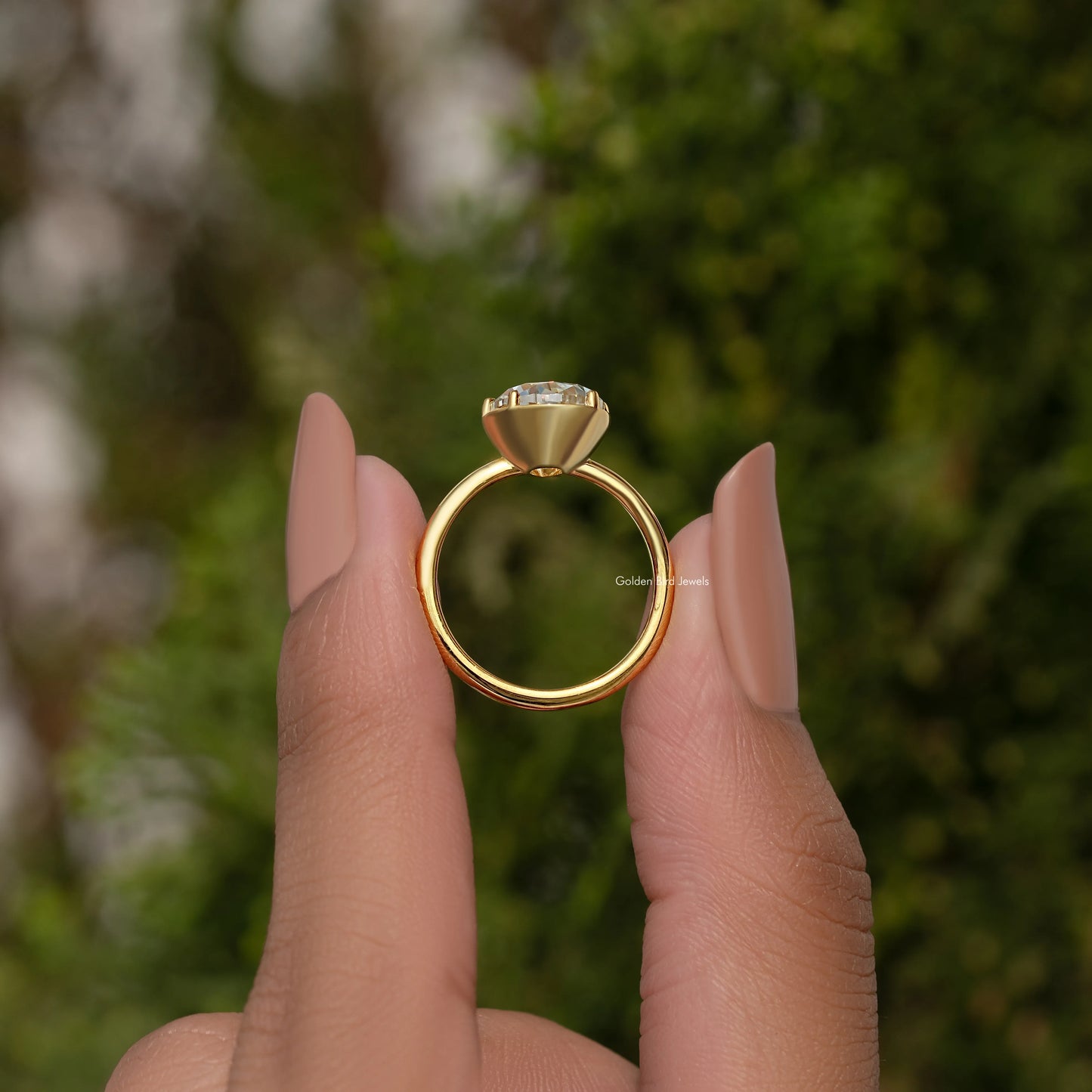 Old Mine Pear Moissanite Solitaire Engagement Ring