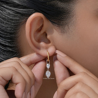 Pear Cut Moissanite Dangle Drop Earrings