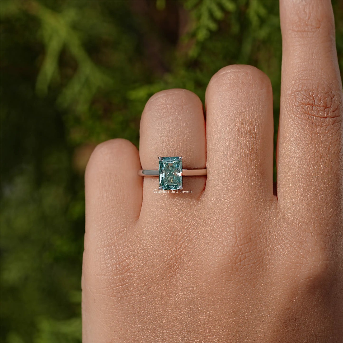 Radiant Moissanite Gemstone Solitaire Engagement Ring