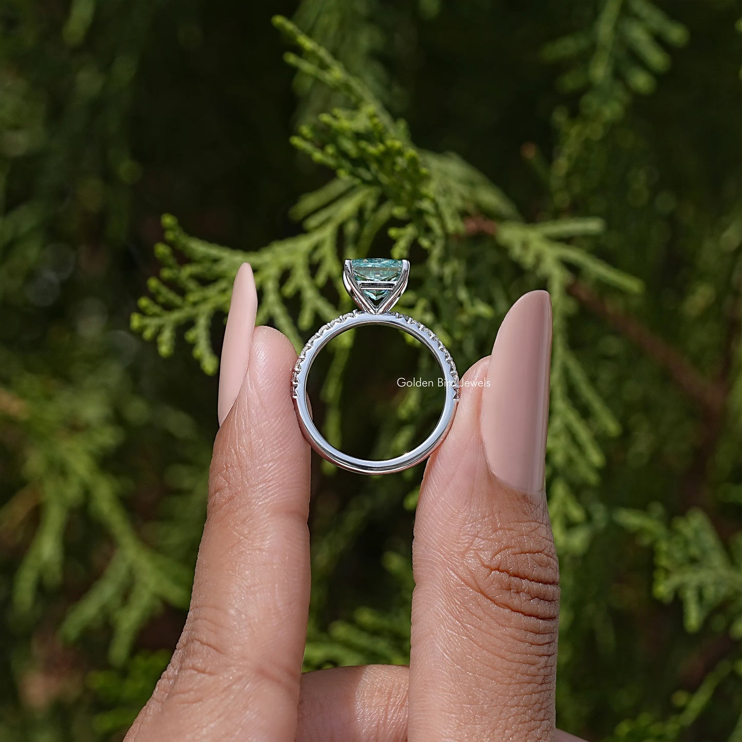 Princess Cut Moissanite Gemstone Solitaire Wedding Ring