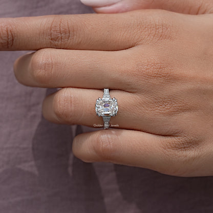 Elongted Old Mine Cushion Solitaire Vintage Ring