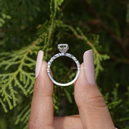 Radiant Cut Moissanite Gemstone Engagement Ring