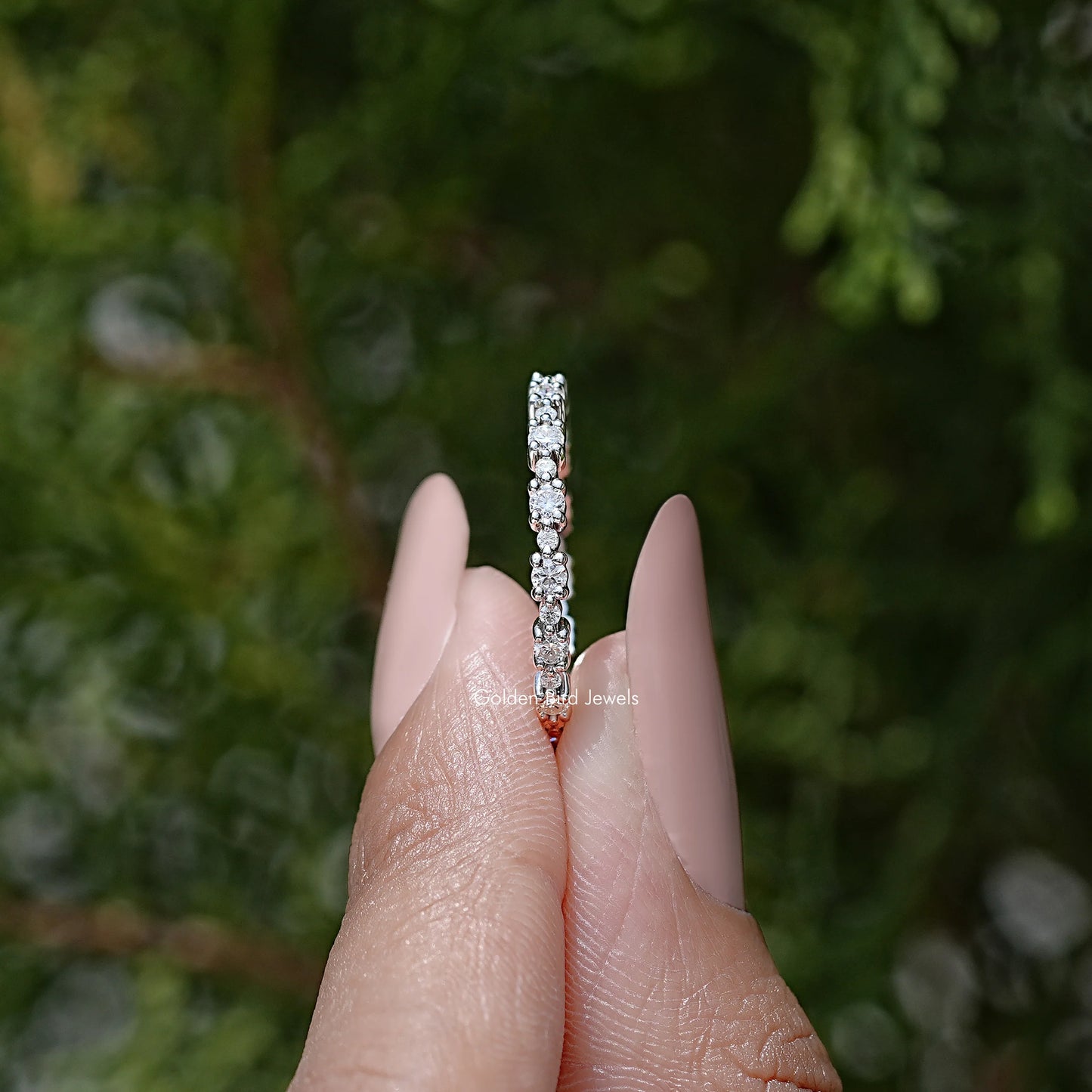 Round Cut Moissanite Full Eternity Wedding Band