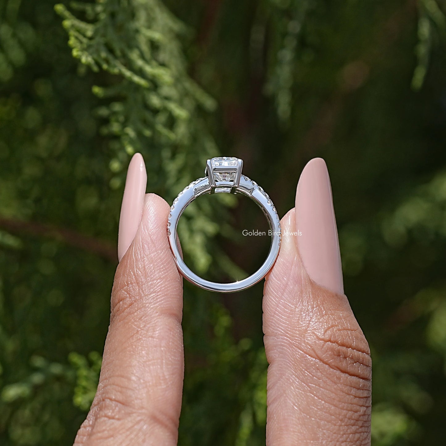 Radiant Moissanite Twisted Accent Wedding Ring