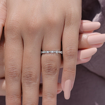Round Cut Moissanite Full Eternity Wedding Band