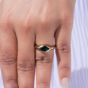 View of Moissanite Marquise Cut Solitaire Ring In finger