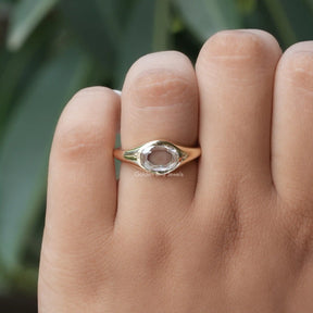 Detailed View Of Oval Cut Moissanite Ring In White Gold 