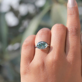 View of Oval Cut Moissanite Ring In finger