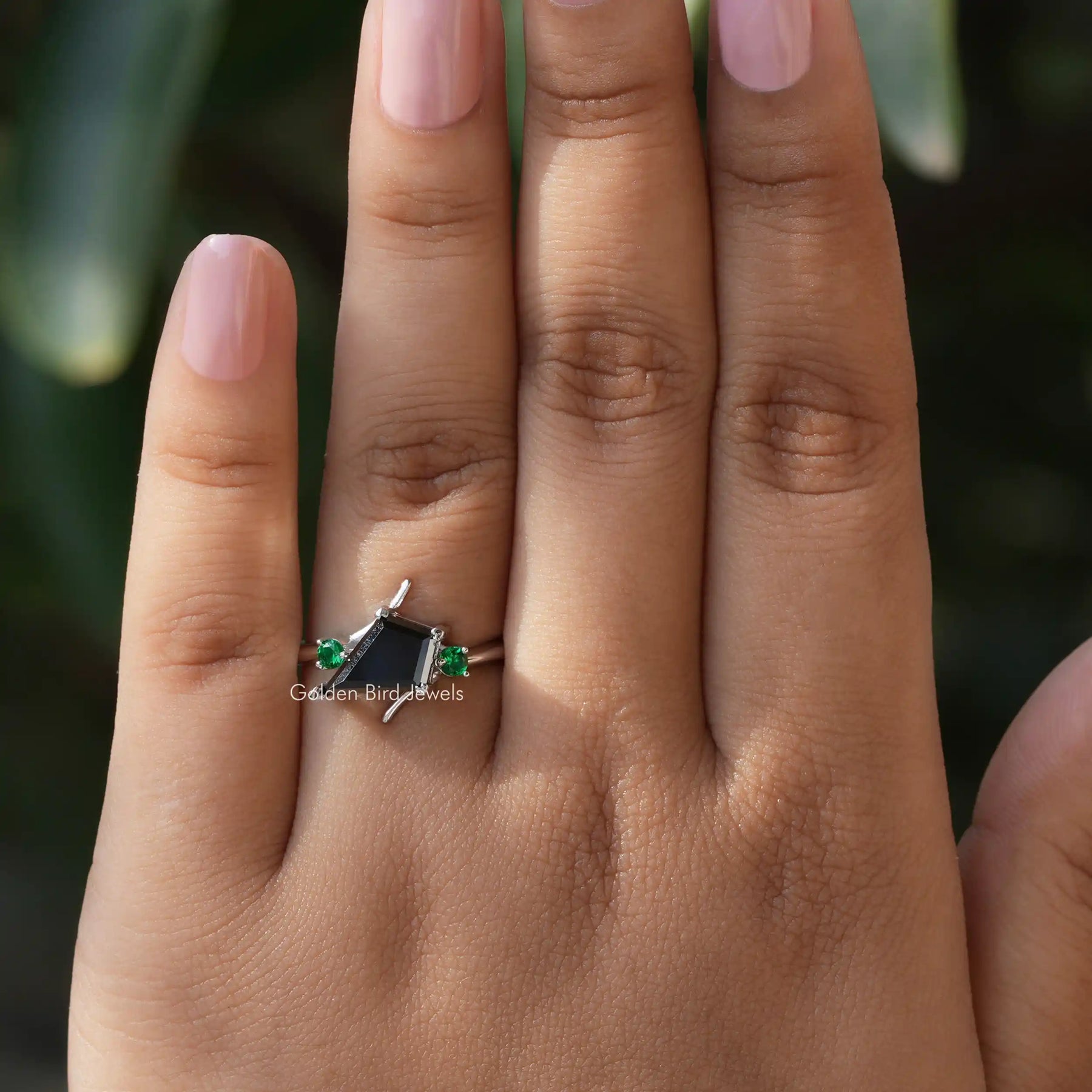 Kite Cut Moissanite Engagement Ring In Yellow Gold