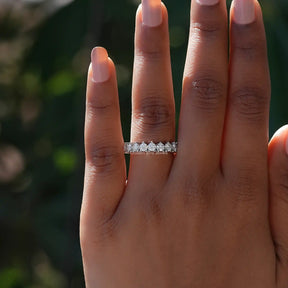 [Colorless Round Cut Moissanite Eternity Band]-[Golden Bird Jewels]