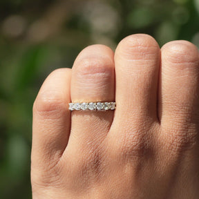 [Round Cut Moissanite Half Eternity Band]-[Golden Bird Jewels]