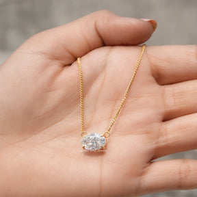 In hand showing a view of moissanite pendant