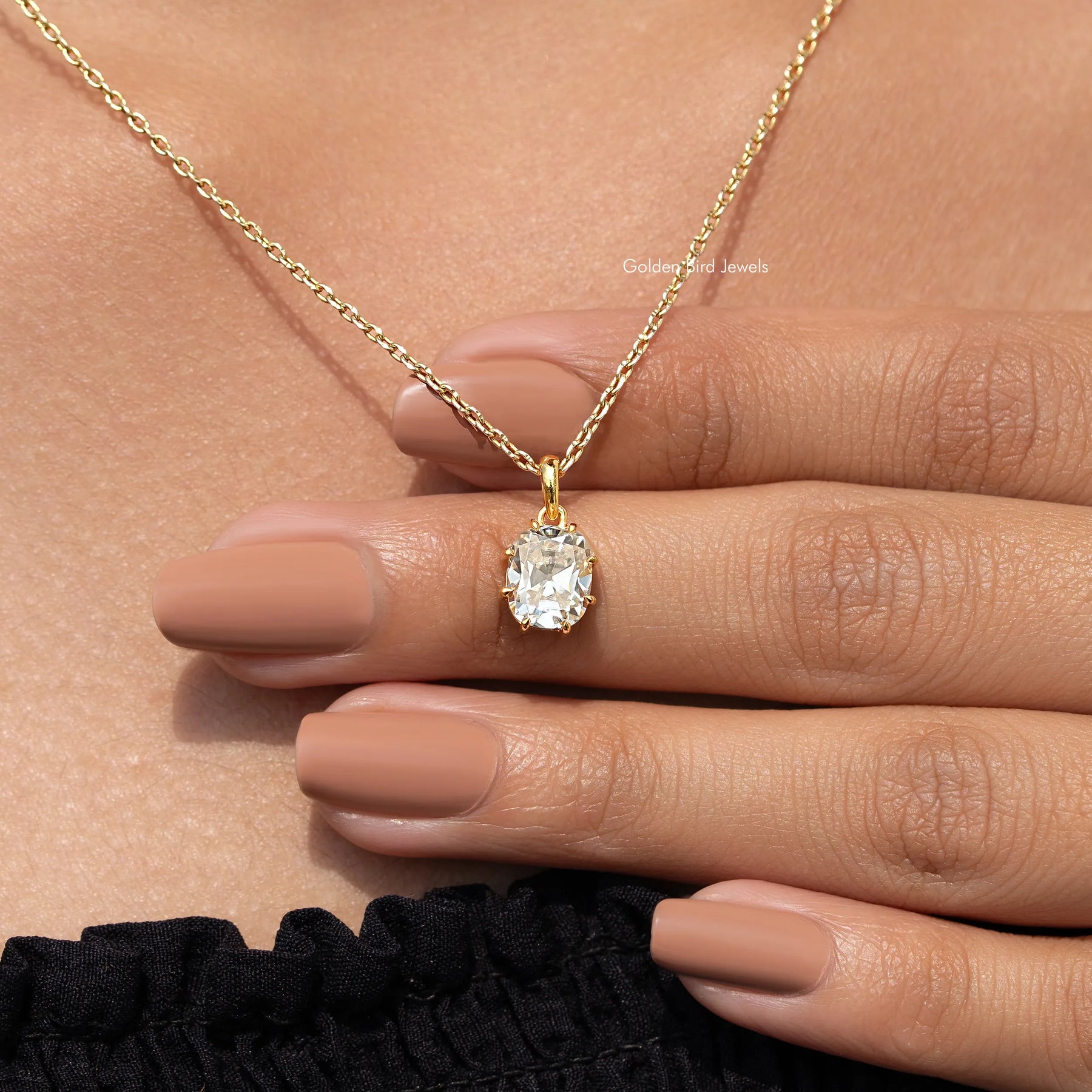 Front View Of Old Mine Cushion Moissanite Pendant 