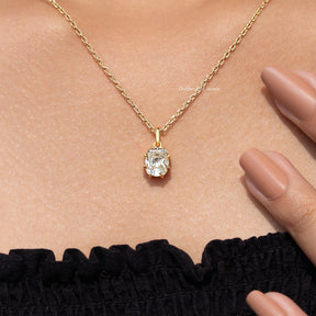 Side View Of Old Mine Cushion Moissanite Pendant