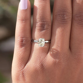 Close-Up View of Cushion Cut Moissanite Solitaire Ring In White Gold