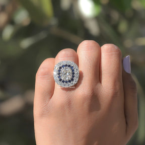 View of Cushion Cut Engagement Ring In finger