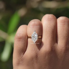 Dutch Marquise Solitaire Moissanite Ring on finger