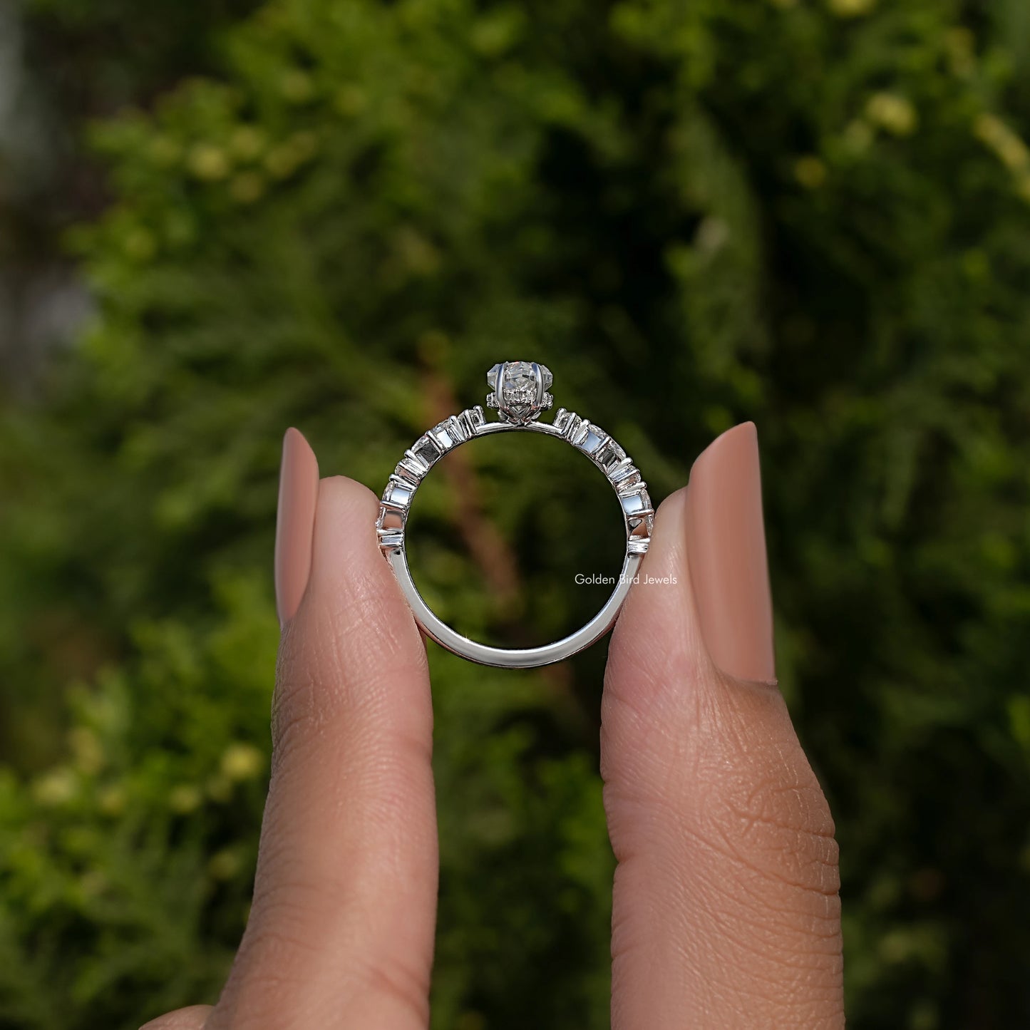 Dutch Marquise Shaped Moissanite Accent Ring