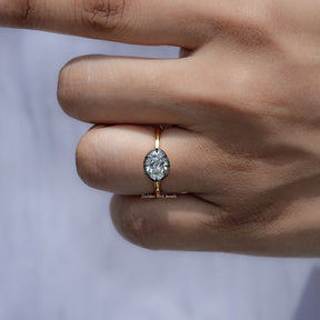 View of East West Oval Cut Moissanite Ring in prongs setting 