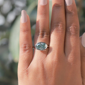 View of Oval Cut Moissanite Ring In finger