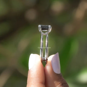 Gray Emerald Shaped Moissanite Engagement Ring