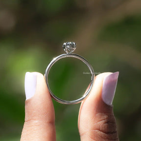 Gray Oval Cut Moissanite Solitaire Ring