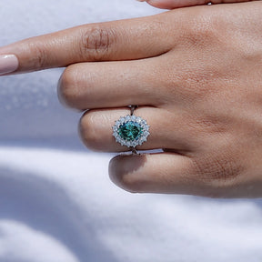 View of Oval cut Moissanite Ring in prongs setting 