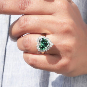 Heart Cut Moissanite Halo Ring In Yellow Gold