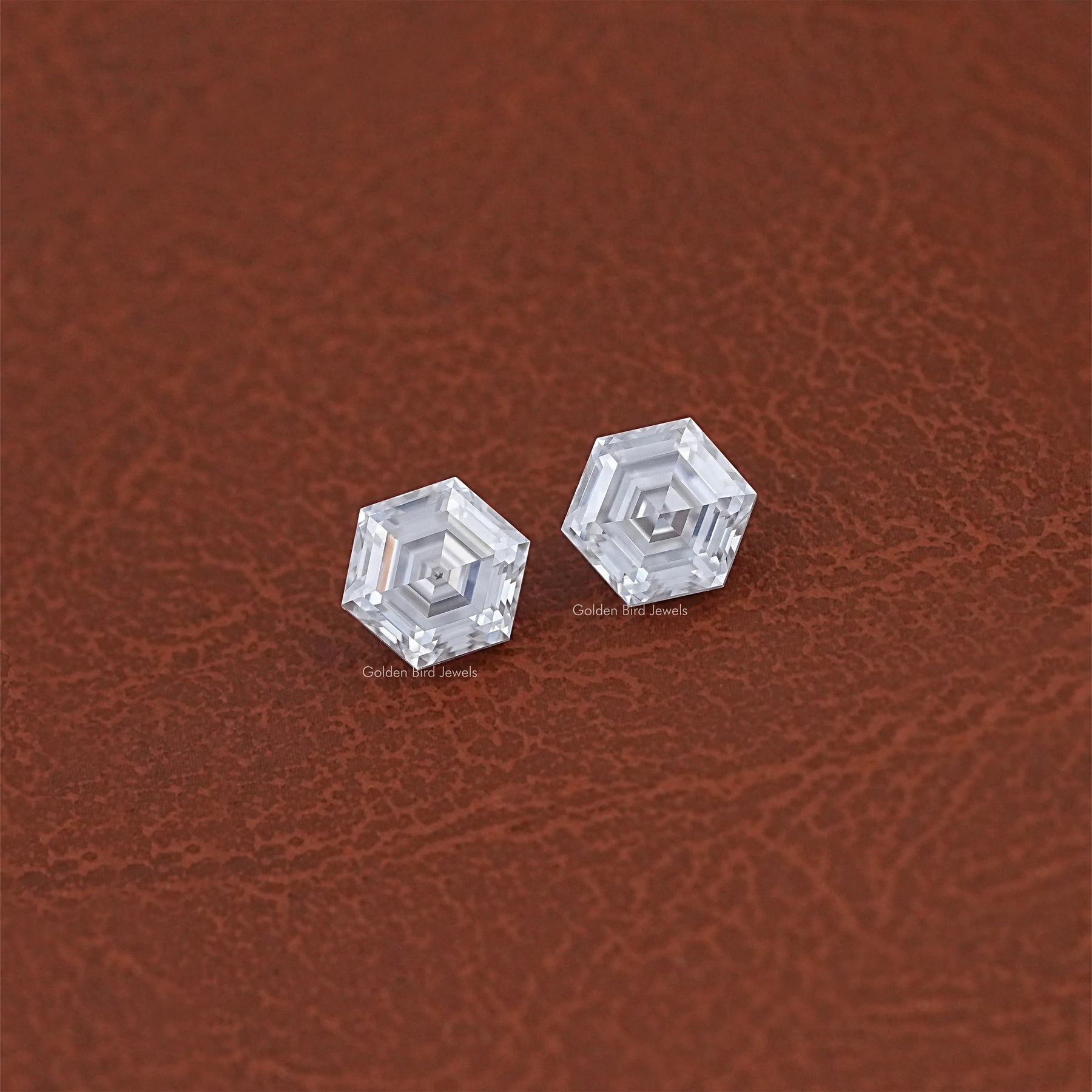 Front View Of Hexagon Cut Loose Moissanite Pair	