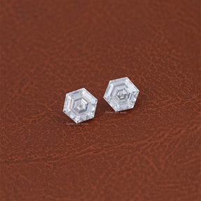Front View Of Hexagon Cut Loose Moissanite Pair	