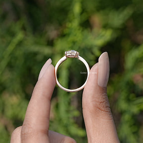 Back view of Portrait Cut Hexagon Moissanite Ring