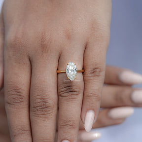 Old Mine Moval Moissanite Hidden Halo Ring
