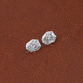 Detailed View Of Shield Cut Lab Loose moissanite in Unique Pattern
