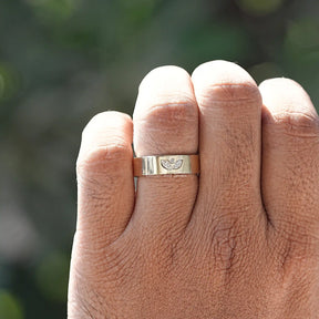 View of Marquise Cut Flush Setting Men's Ring In finger