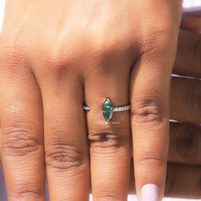 Open Cuff Marquise Cut Moissanite Ring In White Gold