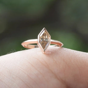 View Of Step Cut Dutch Marquise Cut Engagement Ring Made Of Bezel Set