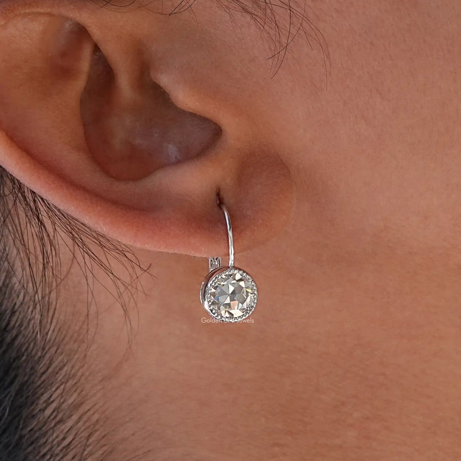 [Moissanite OEC Round Cut Dangle Drop Earrings]-[Golden Bird Jewels]