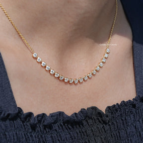 Old European Round Cut Moissanite Necklace