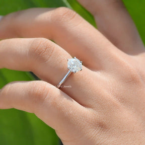 View of Moissanite OEC Round Cut Solitaire Ring In White Gold