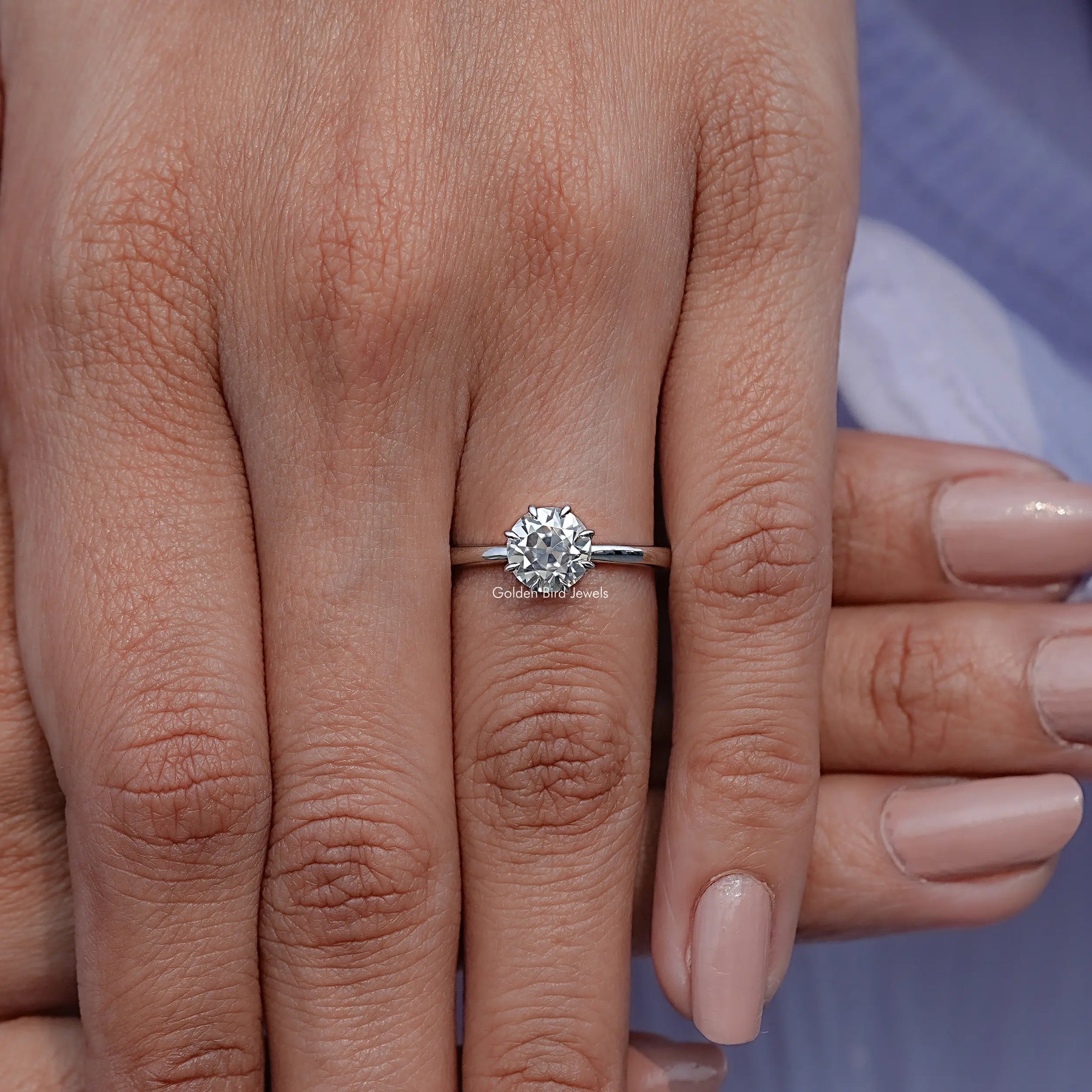 Moissanite Old European Round Solitaire Ring