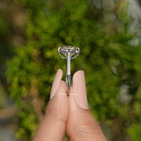 Old Mine Cushion Cut Moissanite Accent Stone Ring