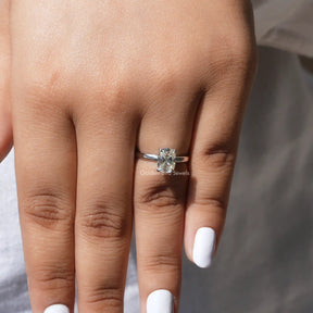 Detailed View Of Cushion Cut Solitaire Ring In White Gold