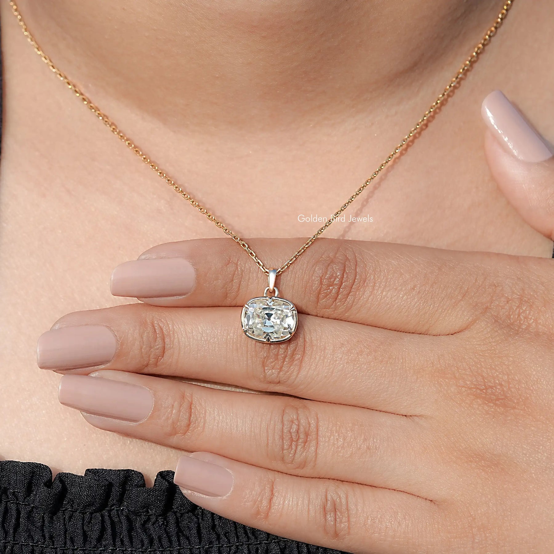 Old Mine Cushion Moissanite Solitaire Pendant