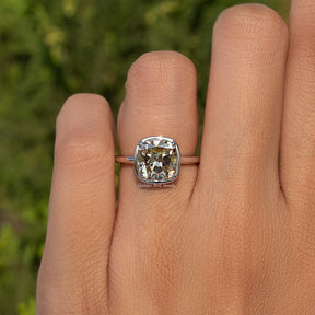 Old Mine Cushion Moissanite Solitaire Ring